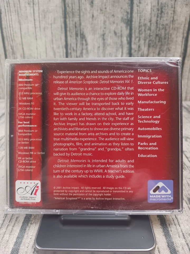 American Scrapbook: Detroit Memories Volume 1 (CD-ROM, 2001) Brand New / Sealed  - Image 2 of 2
