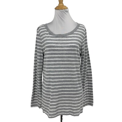 Splendid Shirt Womens 2XL Iron White Cerine Slub Stripe Button Back Long Sleeve