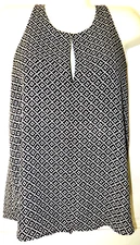 LOFT Outlet Blk/Wht Keyhole Back Fold Top Sz M