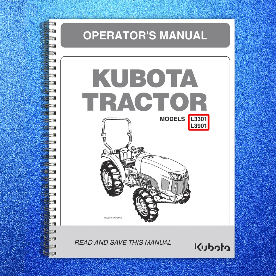 KUBOTA L3301 L3901 OPERATORS MANUAL - STEEL WIRE BOUND - PROTECTIVE COVERS
