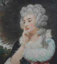 MRS BRADDYL - COLOURED MEZZOTINT after Sir Joshua Reynolds