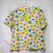 Women's Butterfly Scrubs Top - Small S -  Natural Uniforms