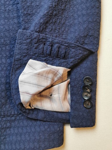 LARDINI Mens Size IT 54/UK 44 Cotton Textured Blazer NEW Blue Pockets Made Italy - Picture 8 of 21