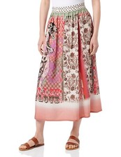 Cream Women's 100% Viscose Multi Pink Tiger Print Midi Skirt, Size 40 RRP £80