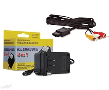 Super Nintendo System AV Cable and AC Power Supply Cord SNES Hookups Cable NEW