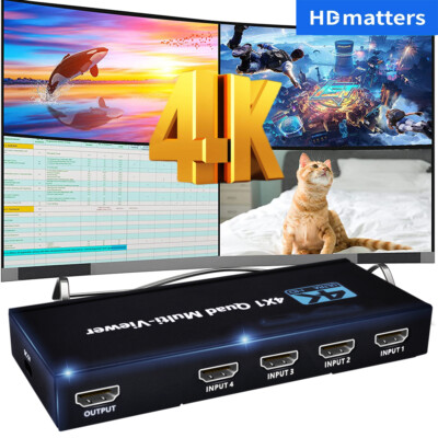 4K HDMI 4X1 Quad Multi-Viewer Ausgang Multi-Bildschirm-Splitter HDMI-Schalter