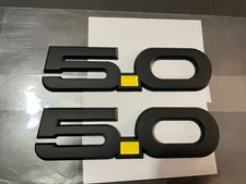 2015-2022 NEW Matte Black & Yellow 5.0 Parts Emblem Fender Badge -2pcs