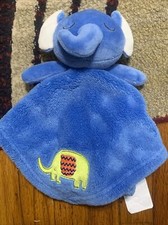 Sandy Simon Elephant Baby Security Blanket Set Blue Plush Lovey Safari