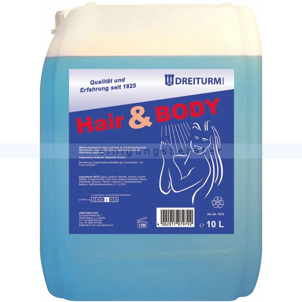 10 L Kanister Dreiturm Duschgel und Shampoo Dreiturm Hair & Body für Spender