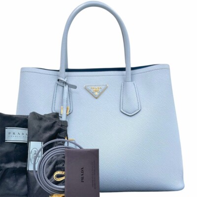 PRADA 1BG775 Blau Saffiano 2Way Schulter Handtasche Leder Unisex