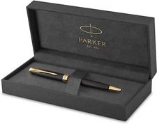 Parker Sonnet  Ballpoint Pen Matte Black & Gold Black Ink New In Box 1931519