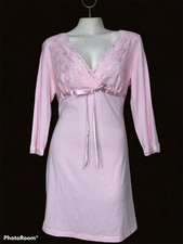Vintage Delicates Nightgown Medium Soft Knit Stretch Lace Satin Bow Accent