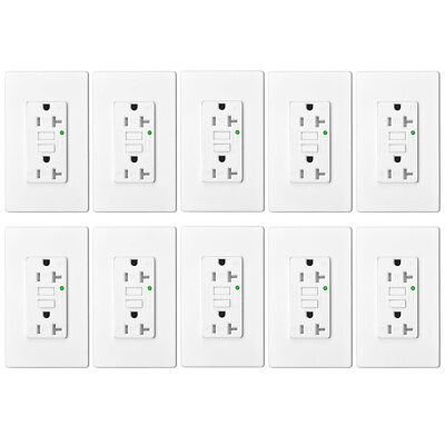 20 Amp GFCI Outlet Self-Test Tamper Resistant Outdoor GFI Receptacle ETL 10 Pack
