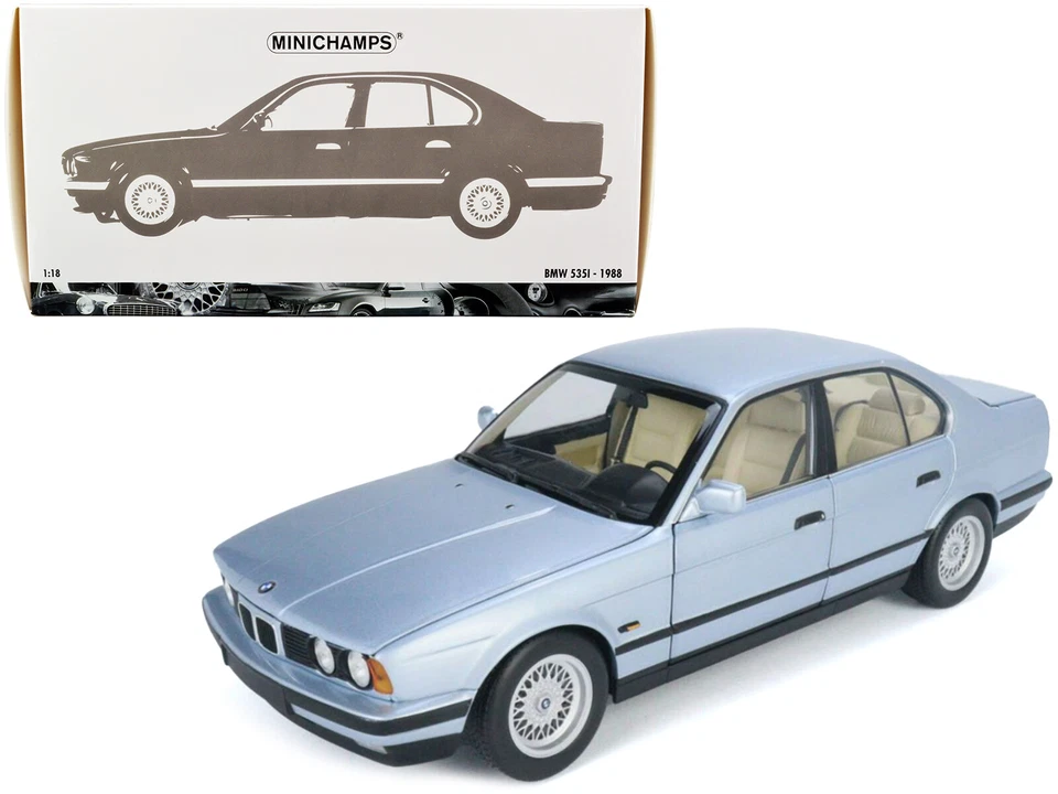 1988 BMW 535i (E34) Light Blue Metallic 1/18 Diecast Model Car by Minichamps - Image 3 of 4