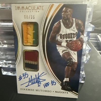 2015-16 Panini Immaculate Collection Dikembe Mutombo Dual Jerseys Patch Auto /35
