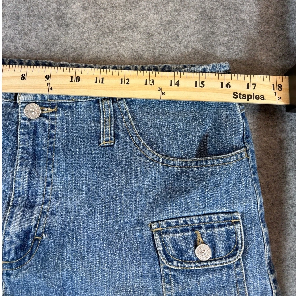 Y2K B. Pantalones cortos cargo Equipment Jeans para mujer 13/14 azul denim ropa de trabajo utilitaria Foto 3 de 4