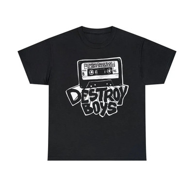 Destroy Boys Cassette Black cotton T Shirt Full Size S-5XL