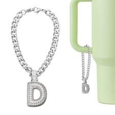 Letter Charm for Stanley Tumbler Cup Bubble Cute Initial D Letter Charm White 
