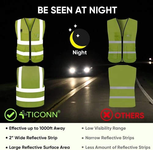XL Safety Vest -Class 2 High Visibility Reflective Yellow Safety Vest image 3