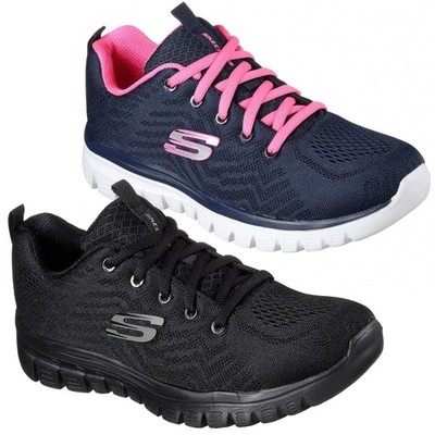 Skechers Graceful Get Connected Damen-Schnürschuhe Freizeit Größe 4 bis 8 WEIT