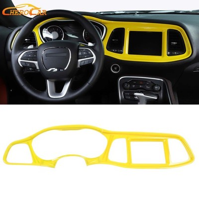 Yellow Center Console Dashboard Panel Cover Trim For Dodge Challenger 15-23 ABS