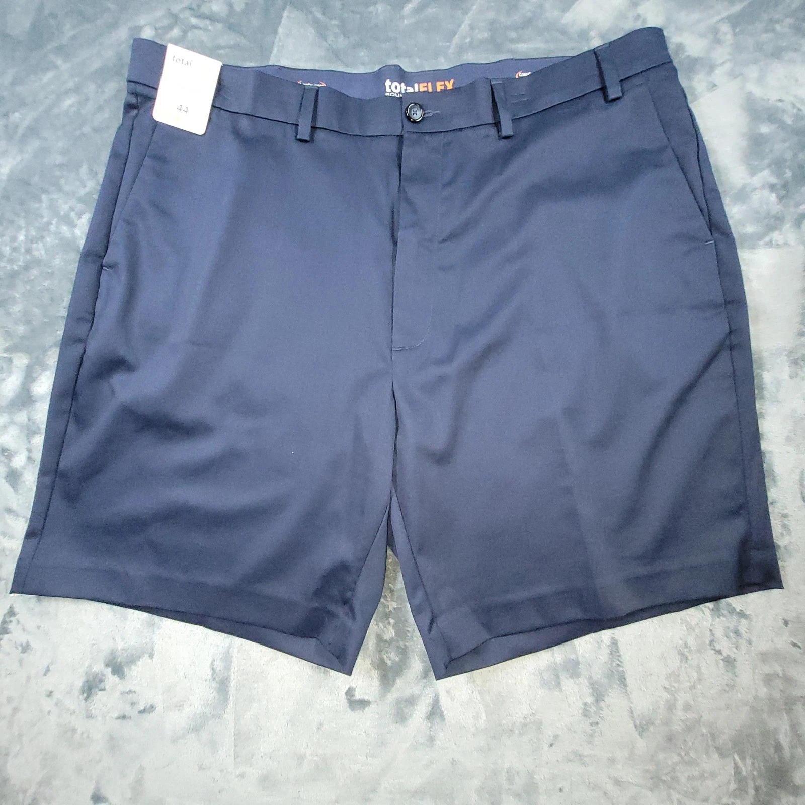 Roundtree & Yorke totalFLEX Mens 44 Navy Blue Flat Front Classic Fit Shorts NWT
