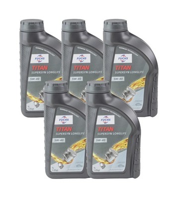 Fuchs 5 Liter Titan Supersyn Longlife 5W-40 Full Synthetic Engine Oil 5 x 1L