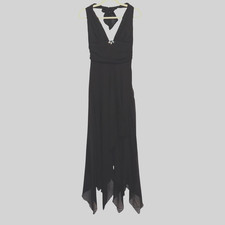 Vintage Nicole Miller Black Silk Halter Maxi Dress Size 4 Evening Formal Y2K