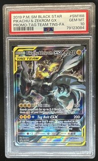 Pokemon SM 2019 Black Star Promos Pikachu & Zekrom Tag Team #SM168 PSA 10