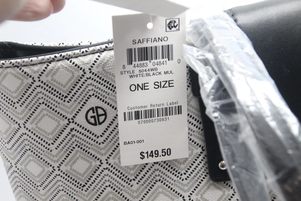 Bolso de Mano/Bolso de Hombro Giani Bernini Saffiano - Nuevo - Diseño Diamante Blanco/Negro 5044WB Foto 3 de 4