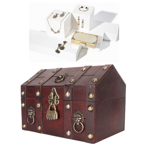 _Treasure Chest Storage Box With Combination Lock Handcraft Exquisite Wood T - Picture 12 of 12