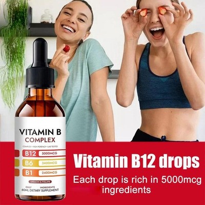 Premium Vitamin B Complex Liquid Drops Support Boost Adults Daily Energy Formula