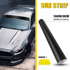 Universal Windshield Banner Black Matte Vinyl Decal Sun Strip 60"x12" T