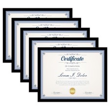 8.5x11 Picture Frame Set of 5,Black 8.5x11 Photo Frames Bulk for Document Cer...