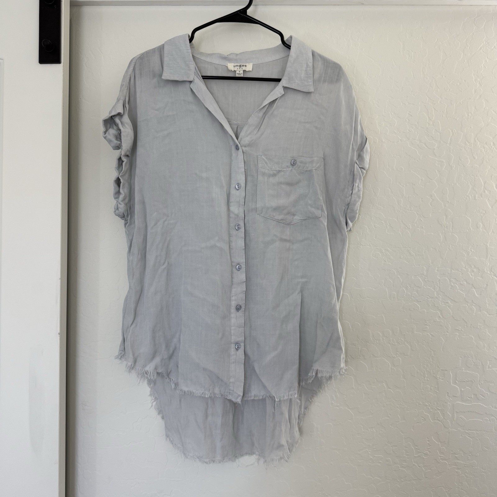 Umgee Grey Lightweight Button Down Collared Blous… - image 1