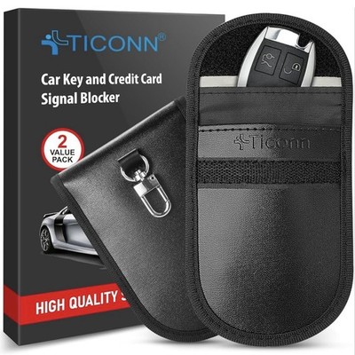 TICONN 2pk Signal Blocker Pouch Car Key Credit Card Anti-Hacking