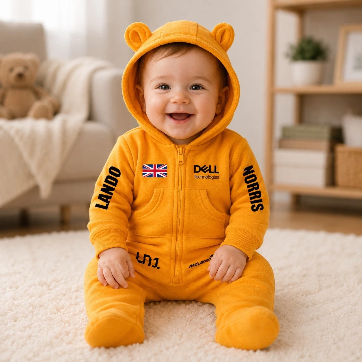F1 driver Lando Norris cotton Baby romper | F1 Birthday Gift