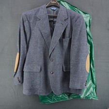 Pendleton Men s Blue Tweed Virgin Wool Suede Elbow Patch Blazer Jacket 46 USA