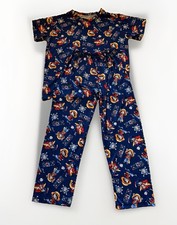 One Piece Anime Youth Pajama Set Blue Luffy Short Sleeve Shirt Pants Preowned