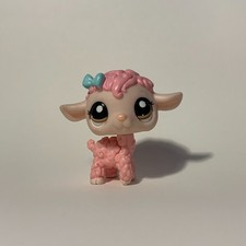 Littlest pet shop Lamb #1985 Authentic pink with blue bow