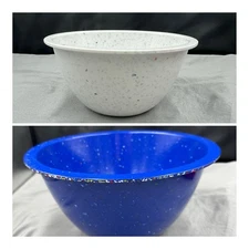 2 Zak! Designs MCM White & Blue Confetti Nested Melamine Mixing Bowl
