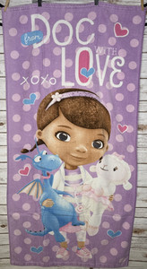 Disney Doc McStuffins "FROM DOC WITH LOVE" Beach Towel Summer Pool 26" x 53"