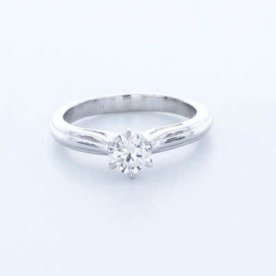 0.7CT Natural Diamond F/VS1 Excellent Cut Round Brilliant 18K White Gold Six-Pro