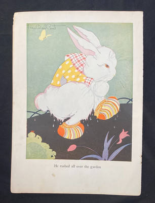 1931 VTG Peter Rabbit McGregor Garden Art Print ~ artist-signed Fern Bisel Peat