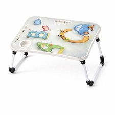 Folding Kids Table Portable Lap Desk Cartoon Study and Snack Tray with Cupholder