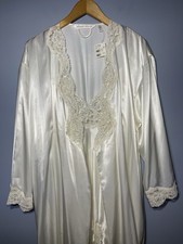 Victoria's Secret Satin Bridal Nightgown Ivory Pearl NWT Slit Full Length Sz XS