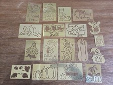 Lot Of 18 Vintage Lasting Impressions Brass Embossing Stencils Fall Halloween