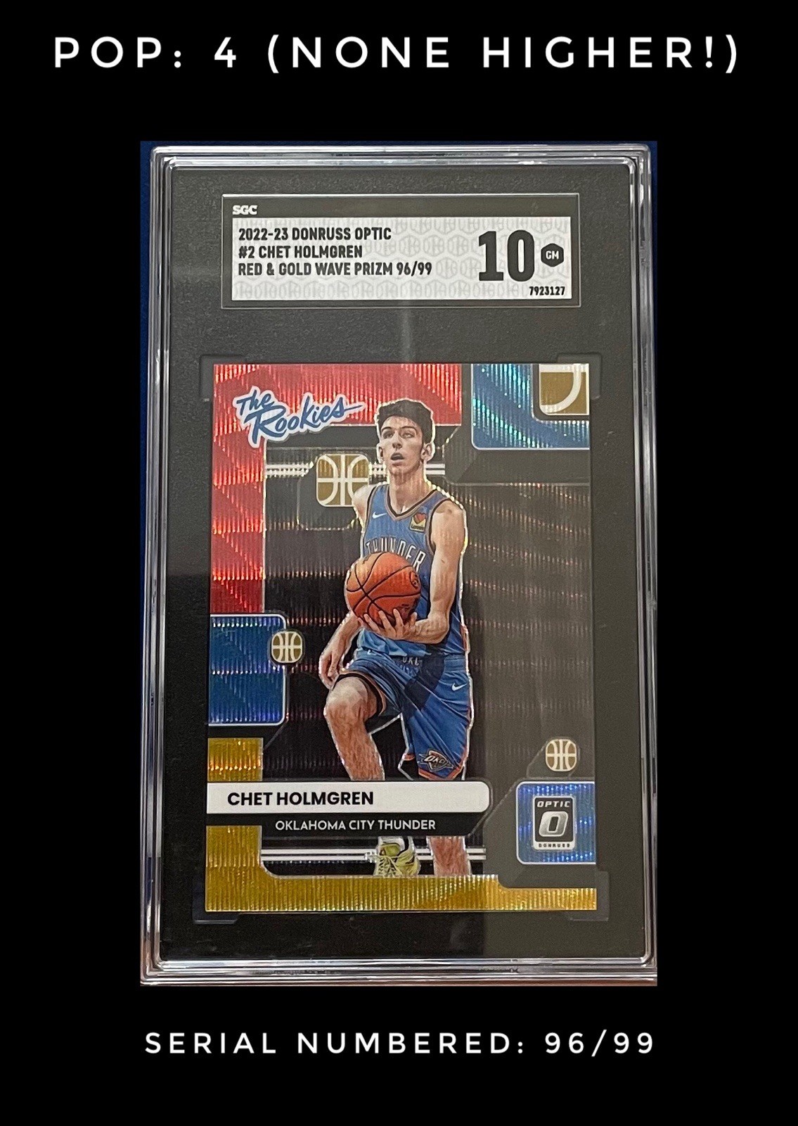 2022-23 Panini Donruss Optic The Rookies Chet Holmgren #2 Red and Gold Wave /99