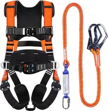 Premium Safety Harness with Lanyard Orange ANSI Padded