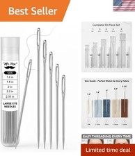 Sturdy Sharp Point Sewing Needles - 50pcs Large Eye Needles for Craft Projects